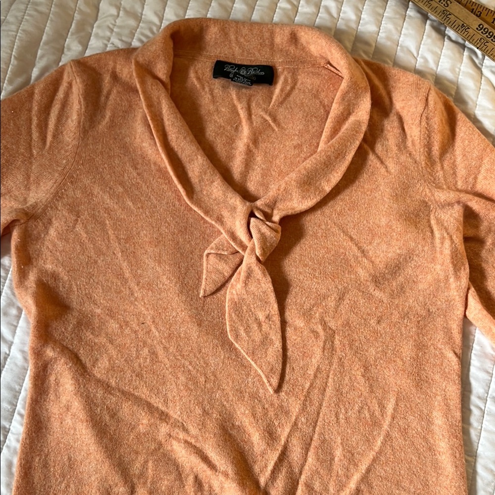 Brooks Brothers Peach Cashmere Sweater with Tie Detail